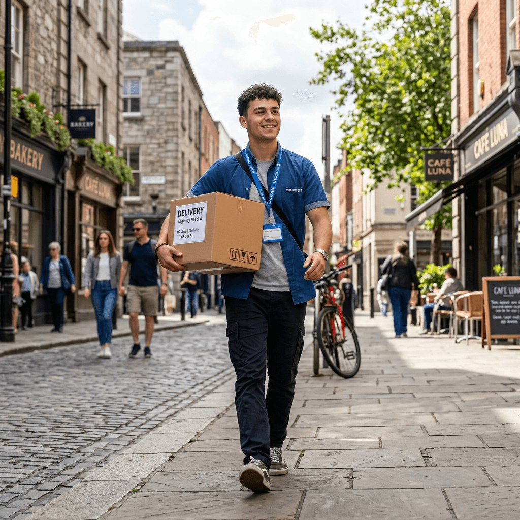 Errand helper walking on the street